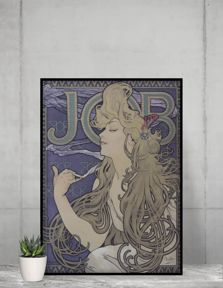 Mucha Job Print Art Nouveau Hippie Lady Large Artwork by My Store