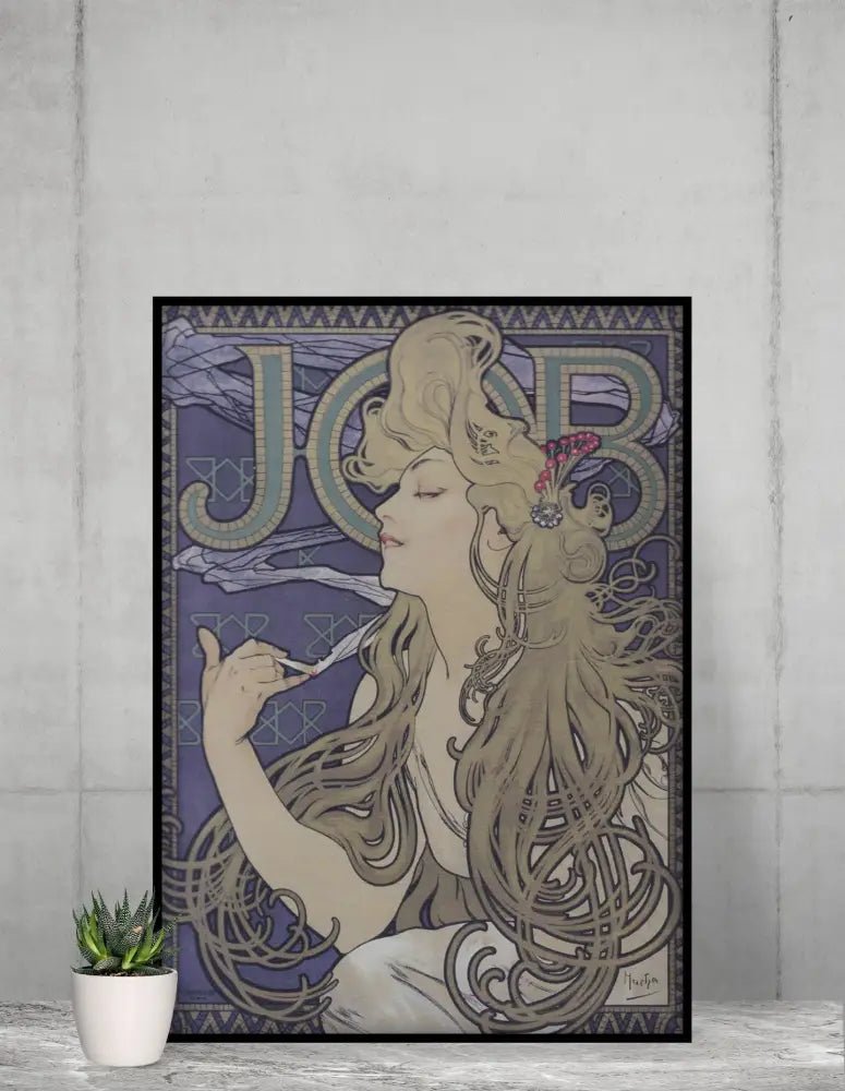 Mucha Job Print Art Nouveau Hippie Lady Large Artwork by My Store