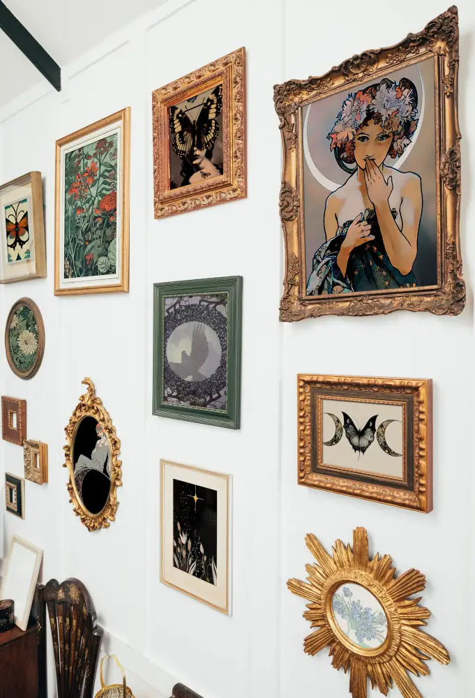 Mucha Moon Square Print Art Nouveau Moon Goddess in Purple and Black for Wall Art by My Store