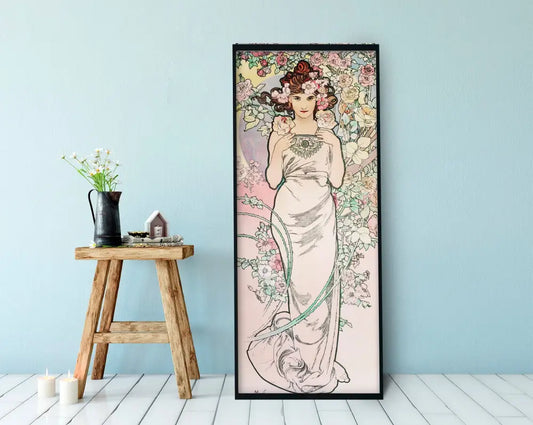 Mucha Print Pink Art Nouveau Long Poster For Elegant Decor by My Store