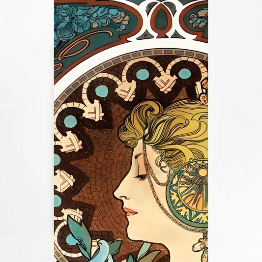 Mucha The Pen Vintage Nouveau Floral Art Print On Premium Luster Paper 260Gsm Bohemian Decor by My Store