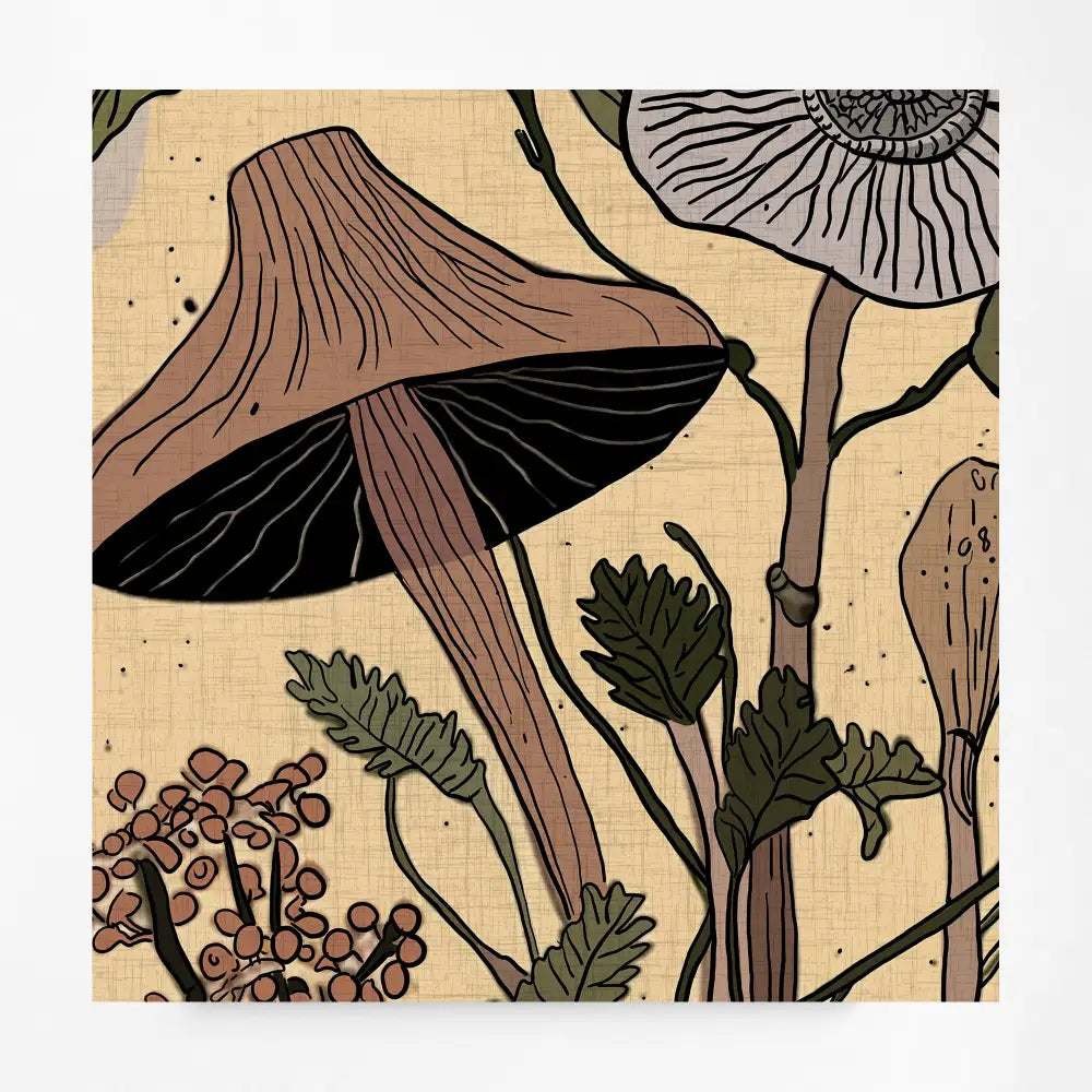 Mushrooms Botany Print - Original artwork - Plants and Mushrooms Drawing - DesignBohemian