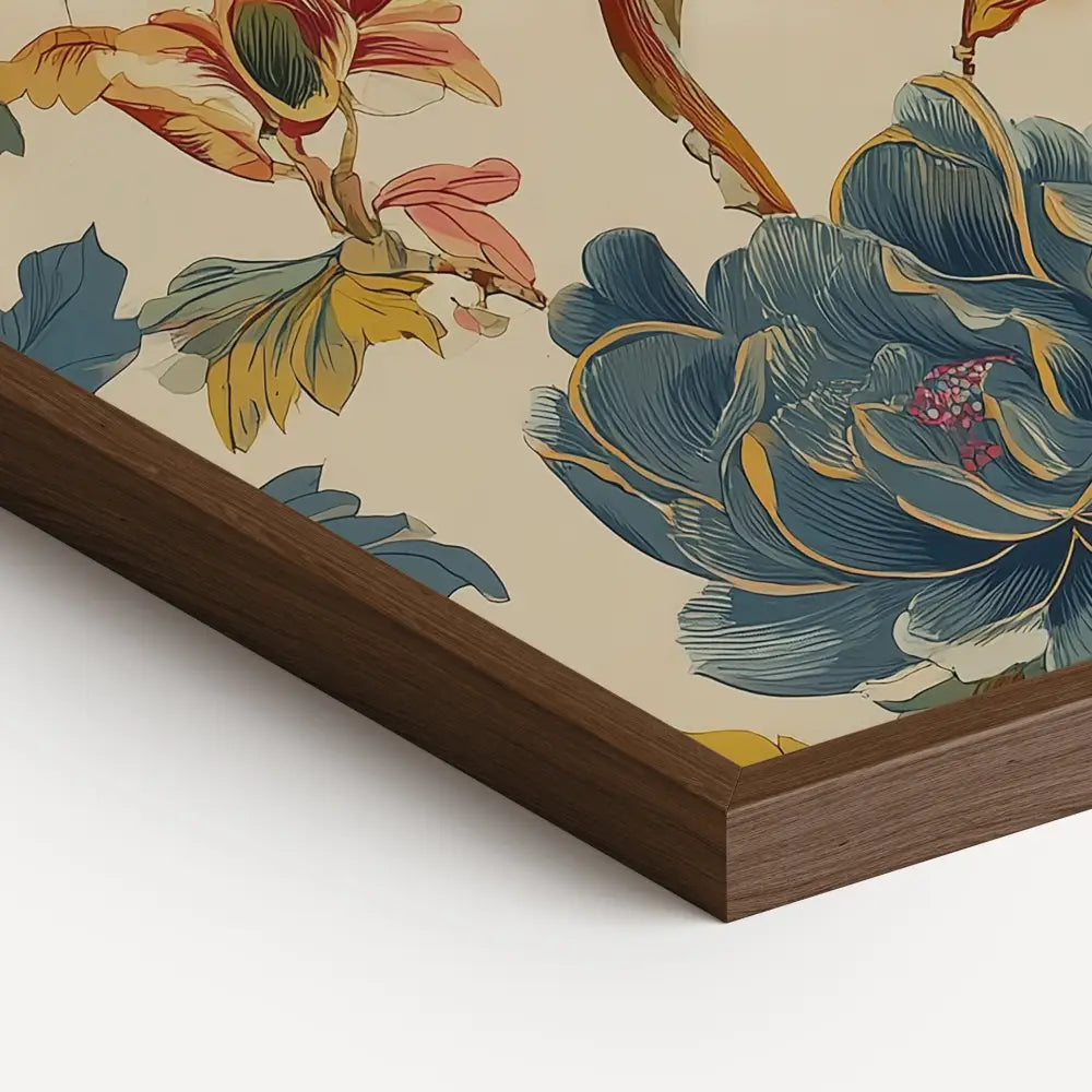 Mustard Yellow Floral Print - Vintage Wallpaper Framed Art