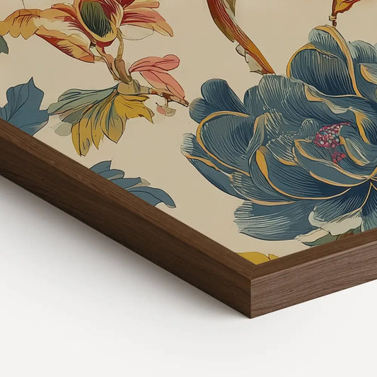 Mustard Yellow Floral Print - Vintage Wallpaper Framed Art