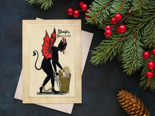 Christmas Cards - Krampus Christmas Holiday Cards Poster, No Frame