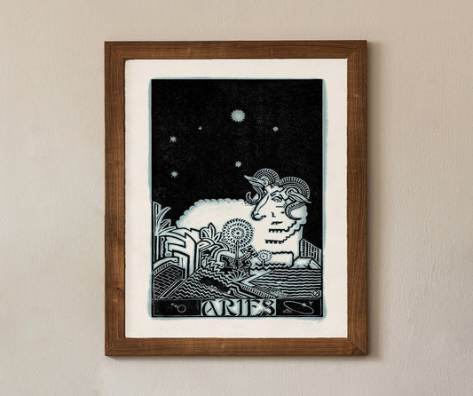 ARIES Astrological Sign Poster, Mid Century Modern Vintage Zodiac Print, ARIES Art
