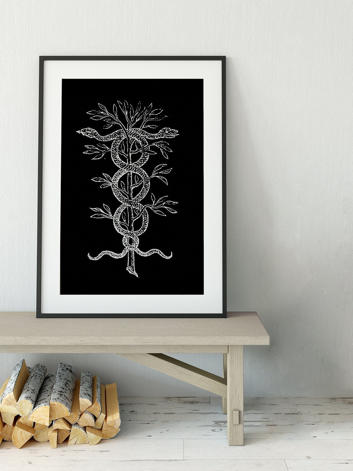 Snakes Caduceus (Medicine Symbol) - by Claude Paradin - Devises heroïques (1557) (No Frame)