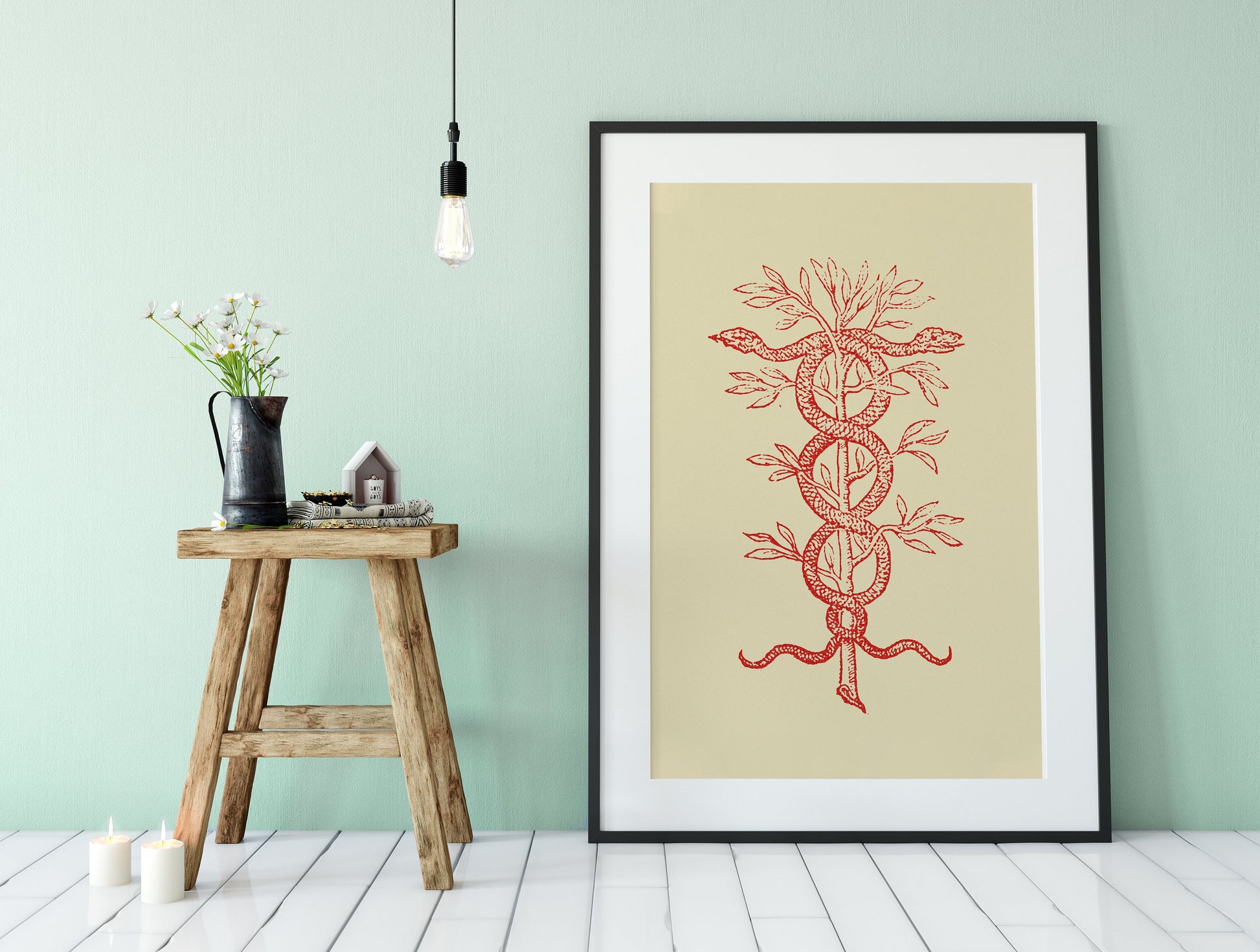 Snakes Caduceus (Medicine Symbol) - by Claude Paradin - Devises heroïques (1557) (No Frame)