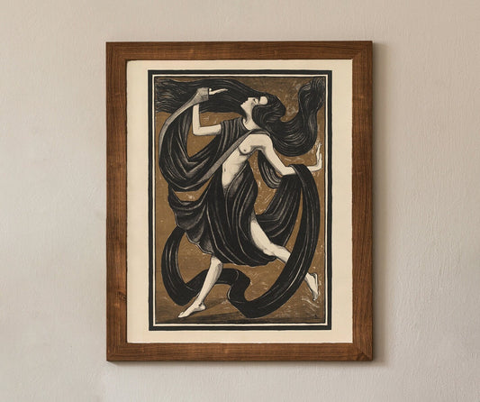 Danseres met draperieën Droomdanseres, Dancer with Draperies Dream Dancer Print, Art Nouveau Witch Print (No Frame)