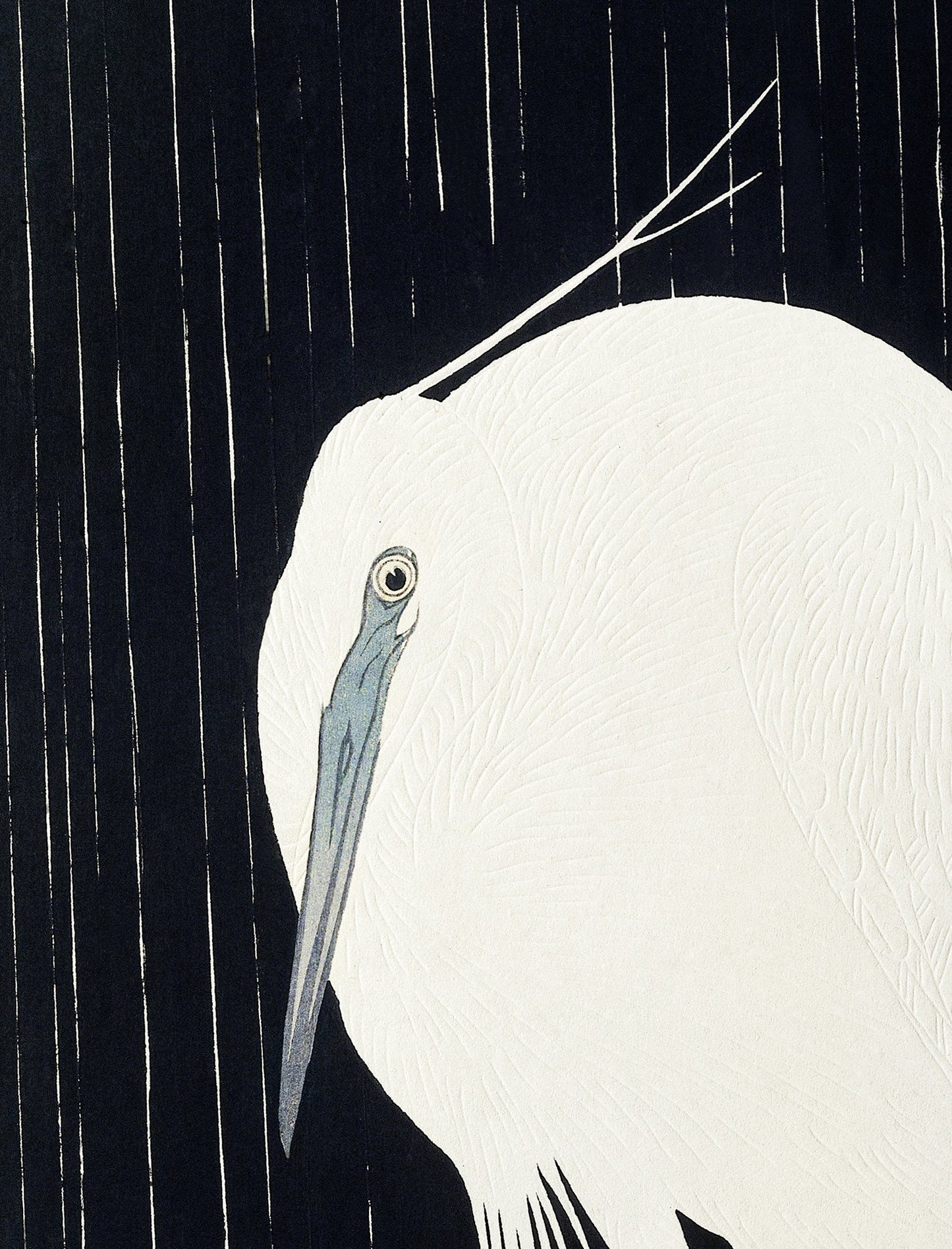 Egret in the rain (1925 - 1936) by Ohara Koson (1877-1945) (No Frame)