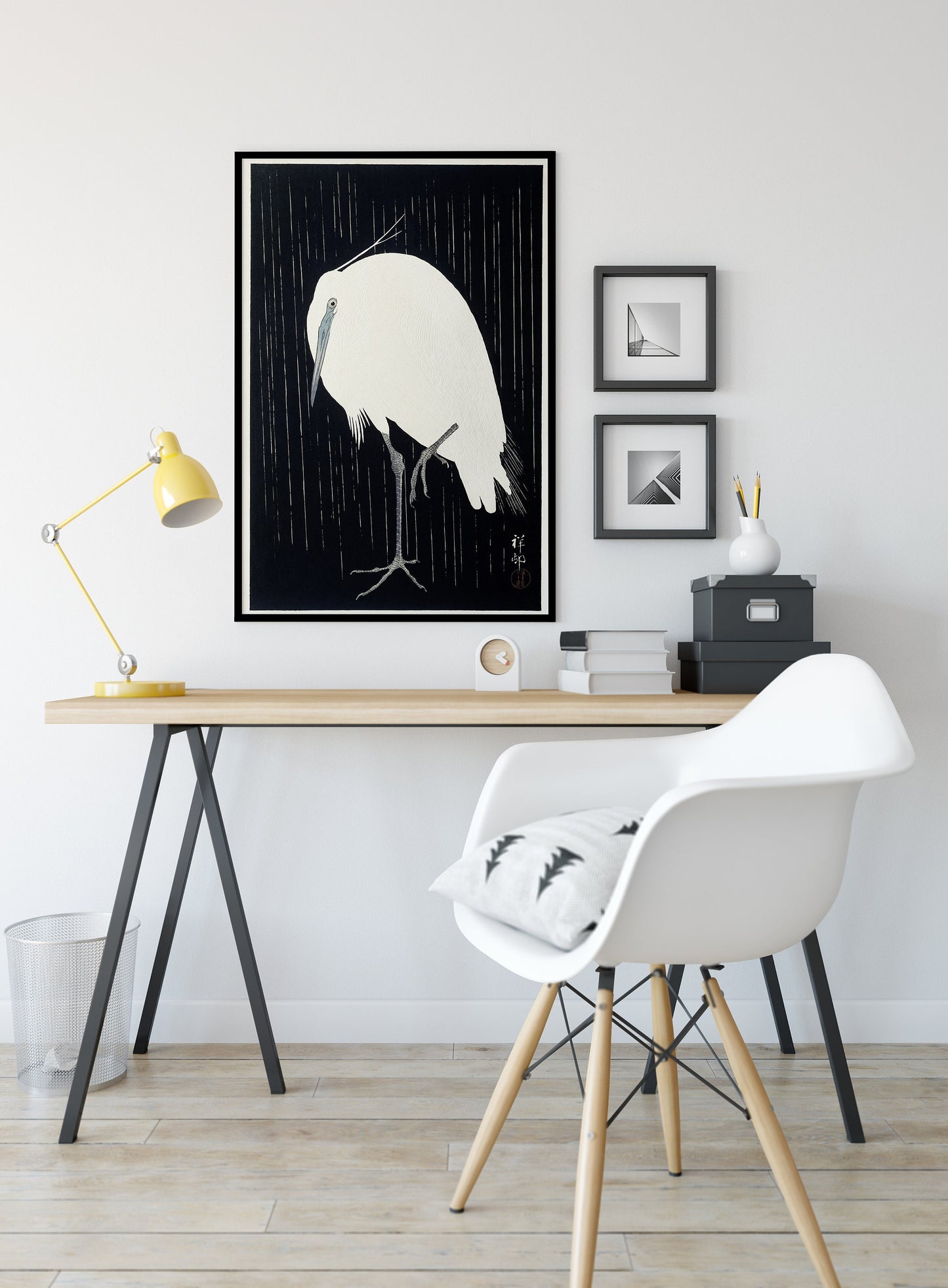 Egret in the rain (1925 - 1936) by Ohara Koson (1877-1945) (No Frame)