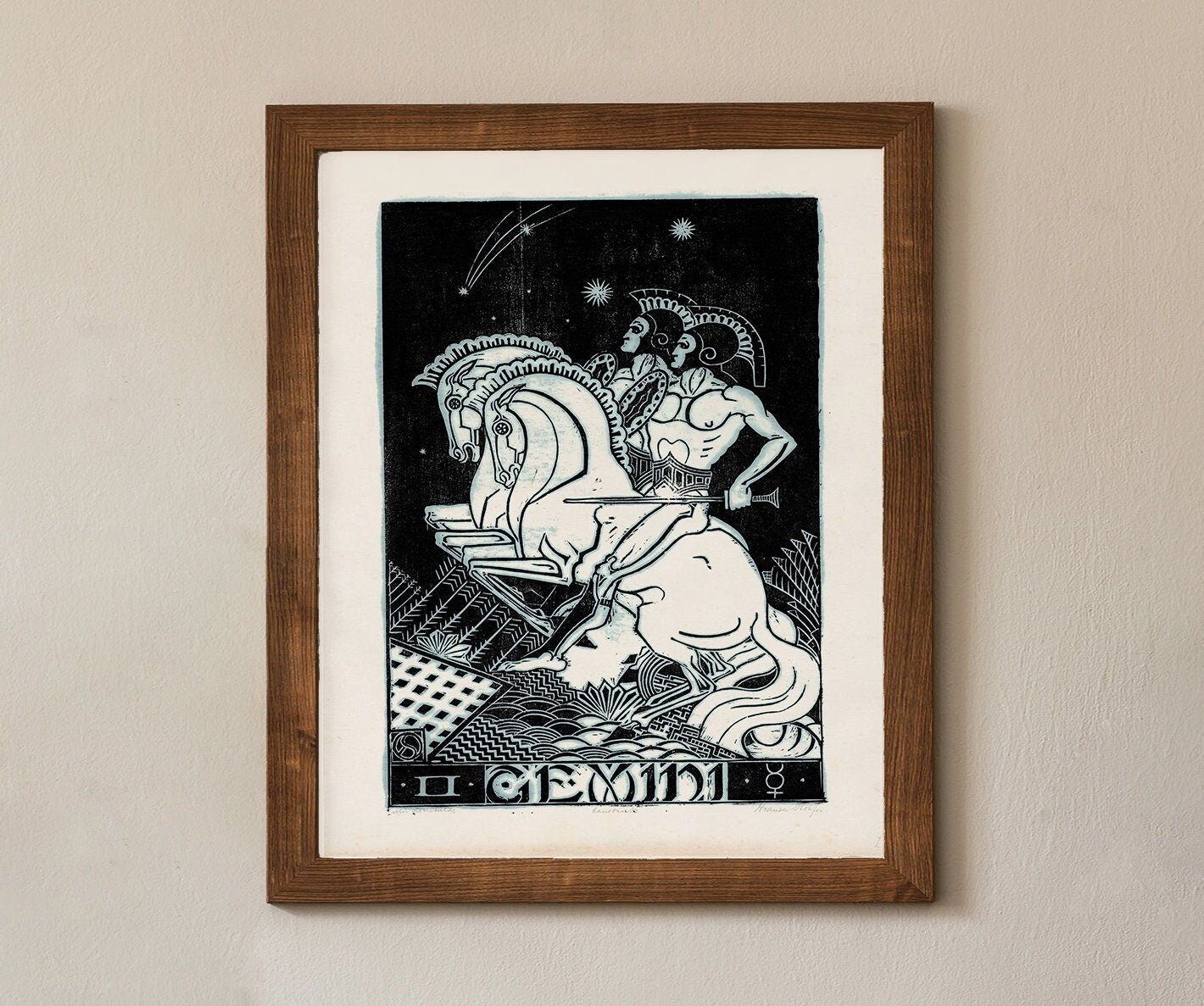 GEMINI Astrological Sign Poster, Mid Century Modern Vintage Zodiac Print, GEMINI Art