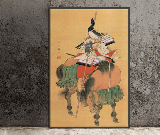 Japanese Print - Samurai Woman on a Horse Poster (No Frame)