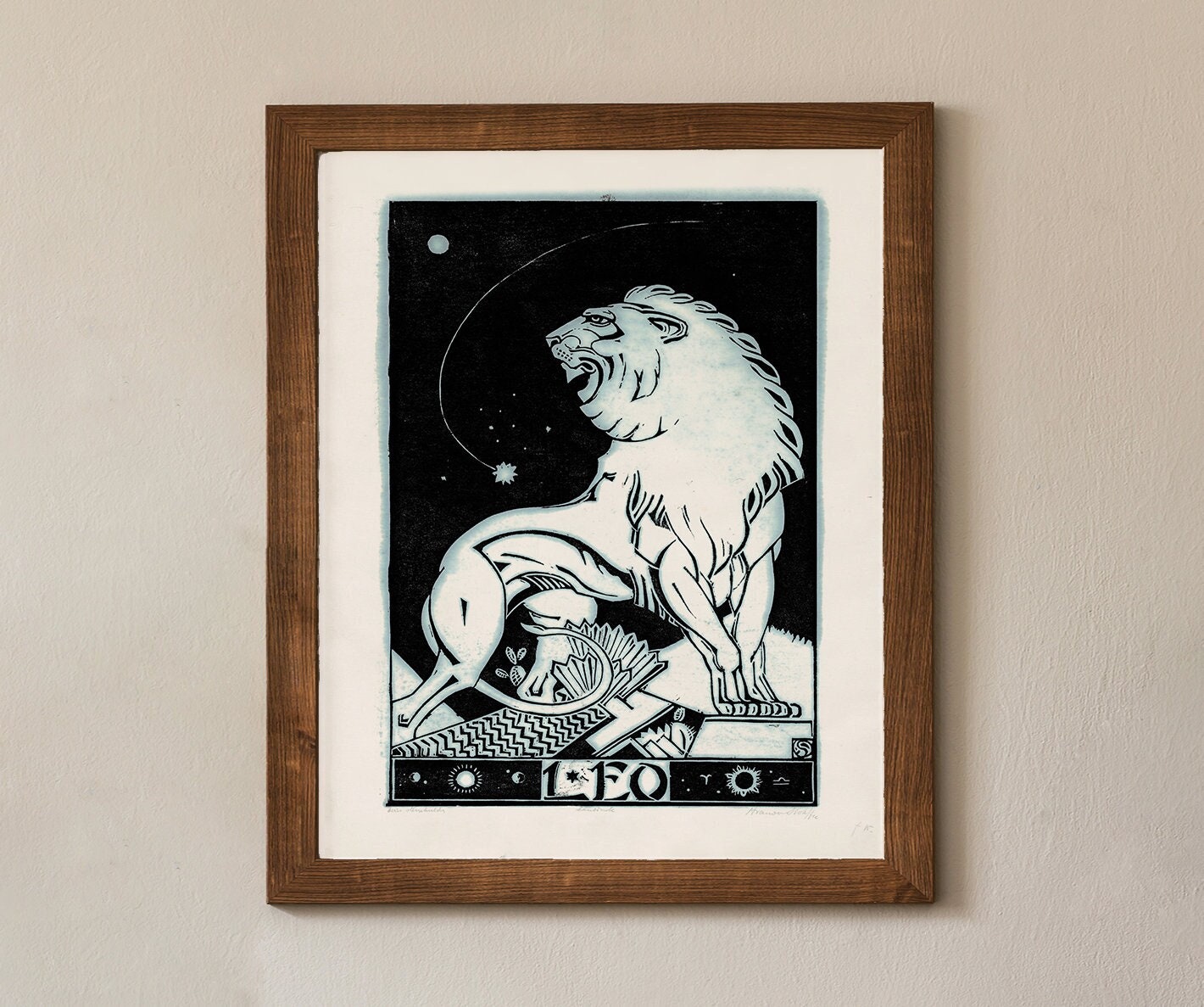 LEO Astrological Sign Poster, Mid Century Modern Vintage Zodiac Print, LEO Art