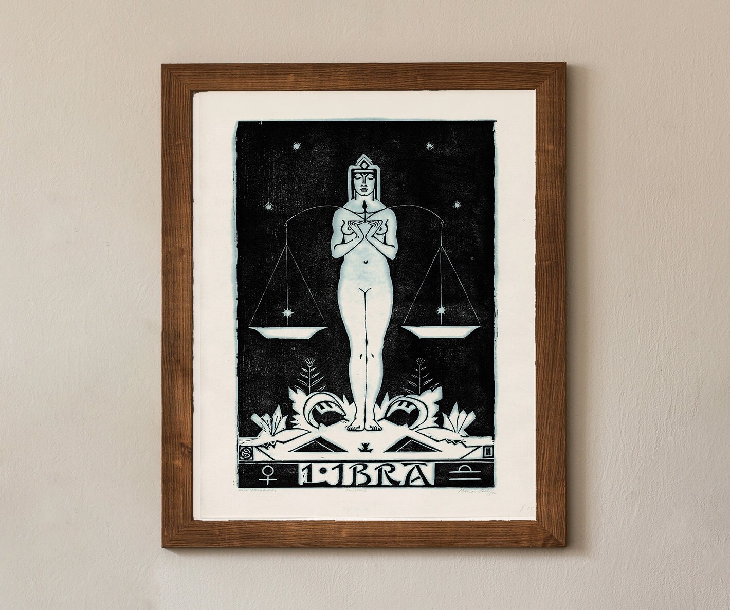 LIBRA Astrological Sign Poster, Mid Century Modern Vintage Zodiac Print, LIBRA Art