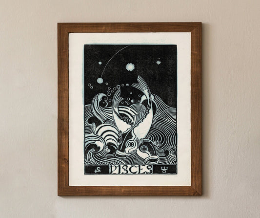 PISCES Astrological Sign Poster, Mid Century Modern Vintage Zodiac Print, PISCES Art (No Frame)