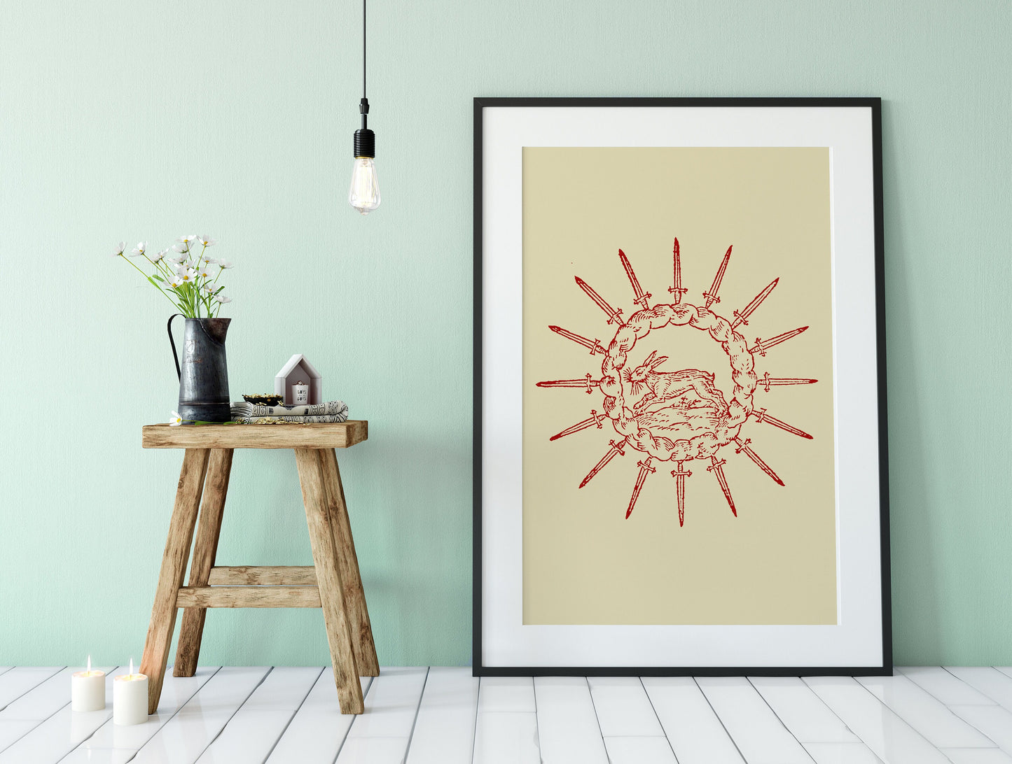 Rabbit with Knives Print - by Claude Paradin - Devises heroïques (1557) Poster (No Frame)