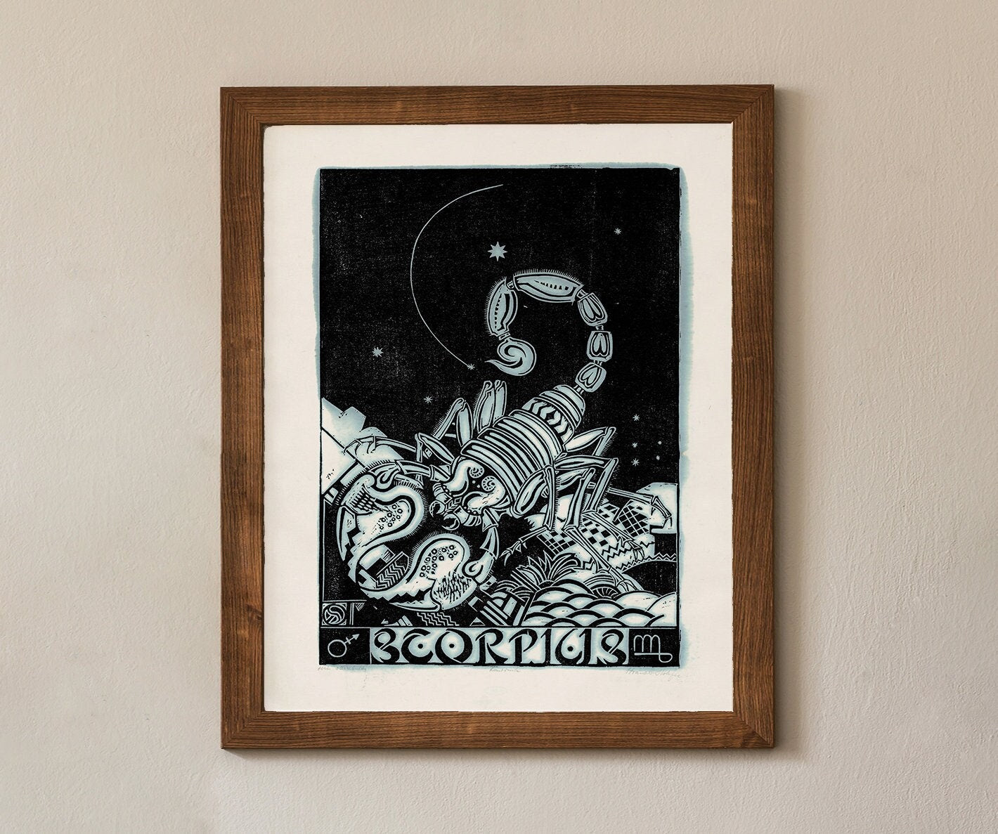 SCORPIO Astrological Sign Poster, Mid Century Modern Vintage Zodiac Print, SCORPIO Art
