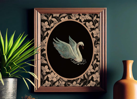 Vintage Swan Illustration Print No Frame Wall Art For Elegant Home Decor And Gift Idea by My Store