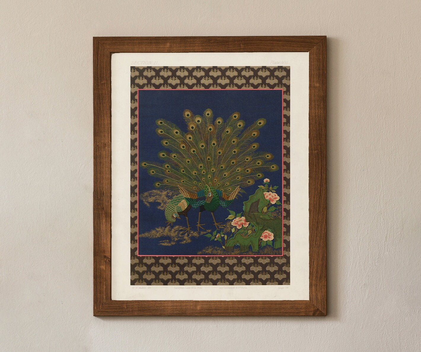 Two Peacocks Art Print, Art Nouveau Peacock Poster (No Frame)