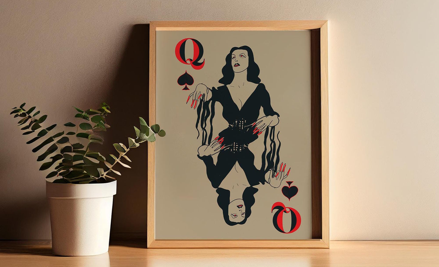 Vampress Classic Horror Movie Playing Card Print, Queen of Spades Illustration (No Frame)