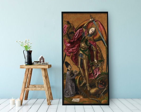 St Michael Defeats the Devil - Bartolomé Bermejo Medieval Painting (No Frame)