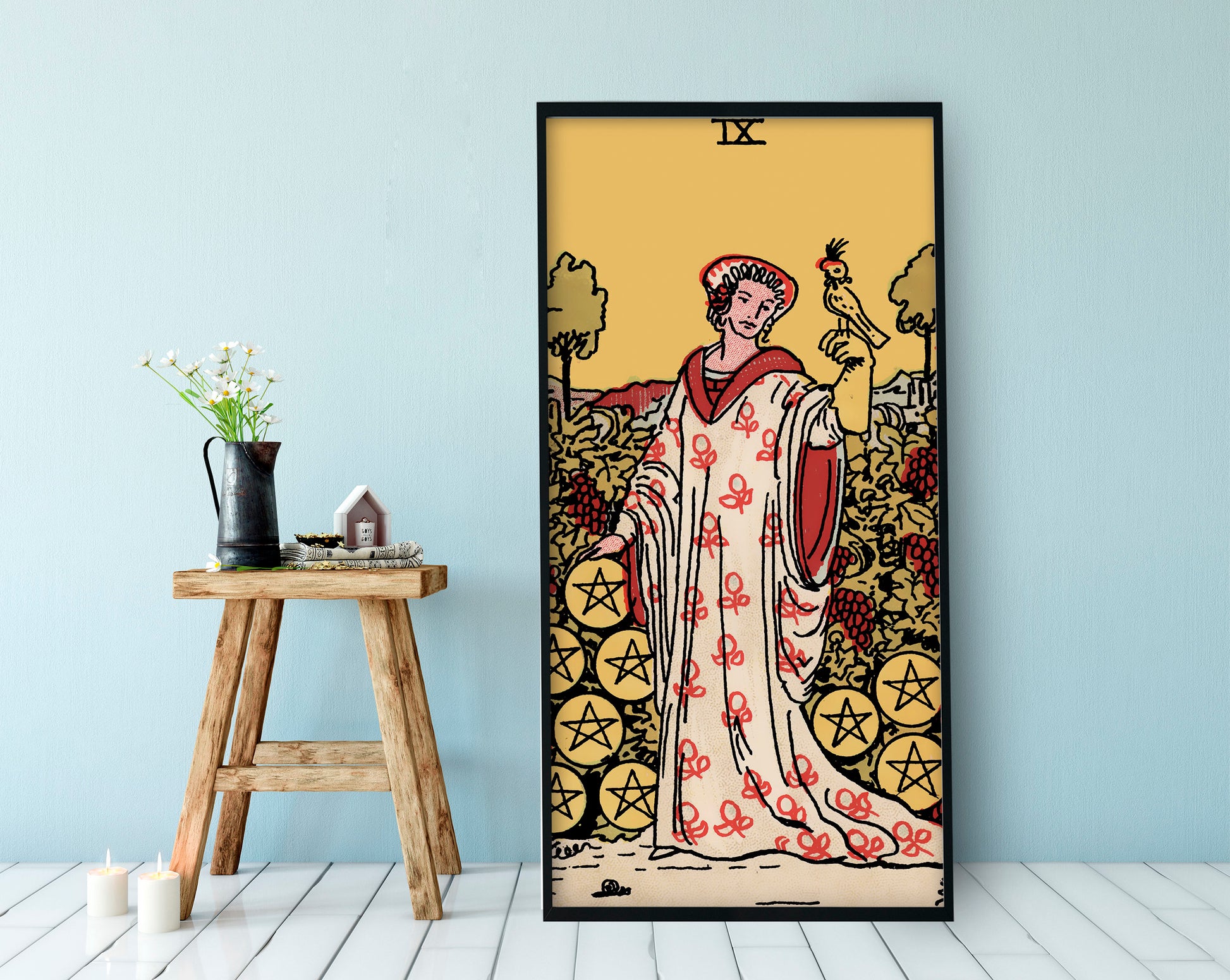 The 9 of Pentacles Tarot Card Poster - The 9 of Pentacles Tarot Card Print (No Frame)