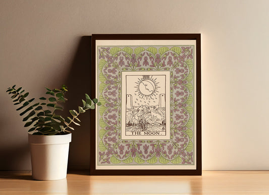 Nouveau Tarot Moon Poster Vintage Green Print Wall Decor For Tarot Lovers And Collectors by My Store