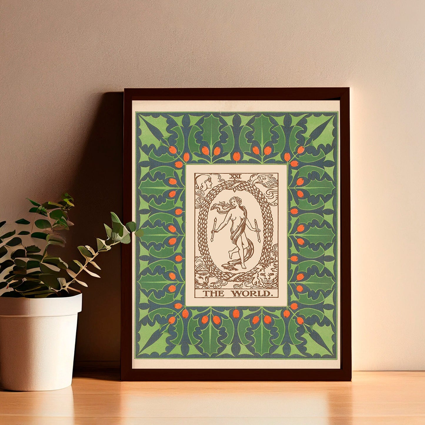 Nouveau Tarot - The World Tarot Print - Vintage Shabby Chic - Tarot Poster - Nouveau Tarot Card Poster