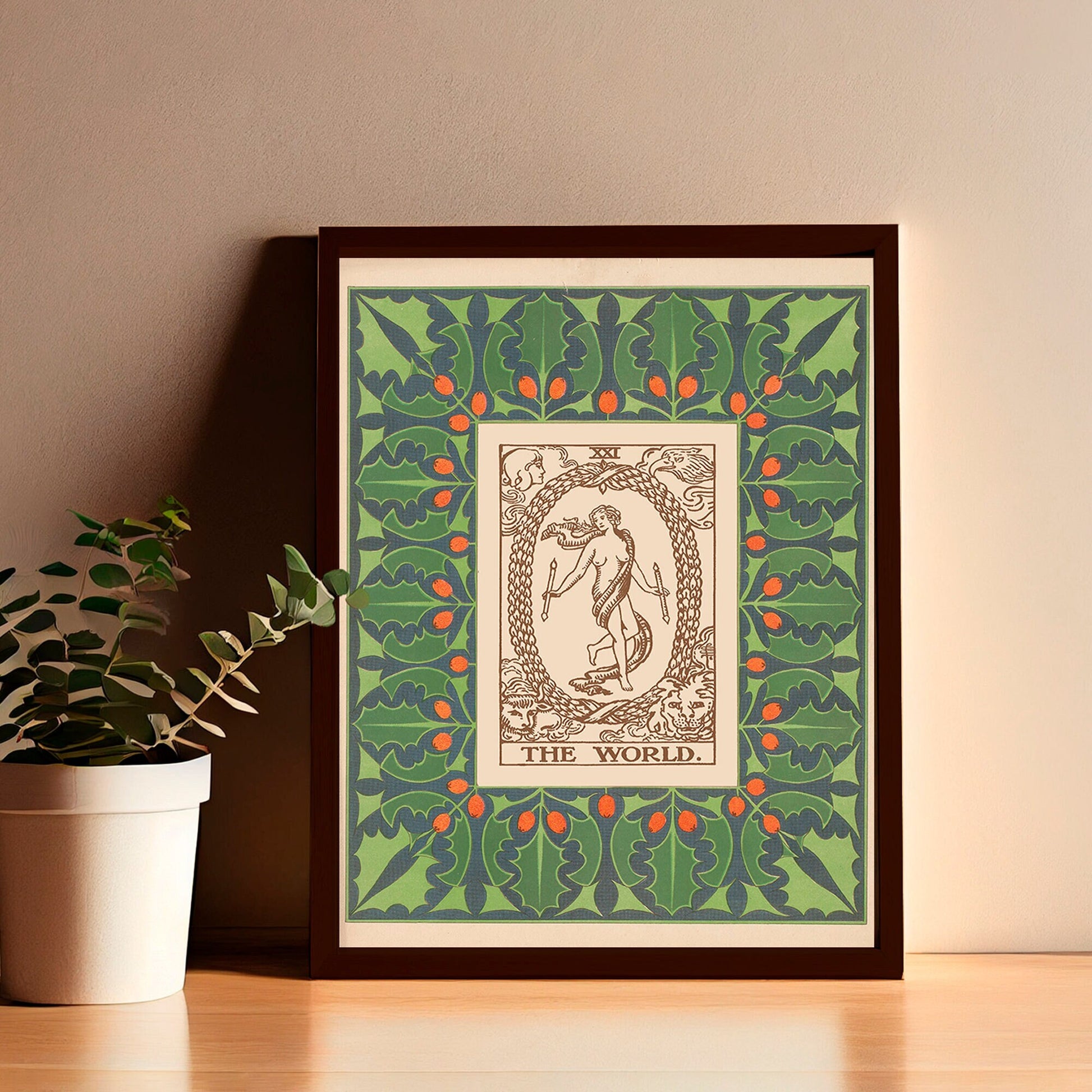 Nouveau Tarot - The World Tarot Print - Vintage Shabby Chic - Tarot Poster - Nouveau Tarot Card Poster