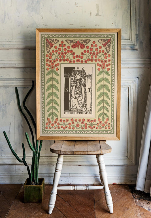 The High Priestess Print - Vintage Shabby Chic - Tarot Poster - Nouveau Tarot Card Poster