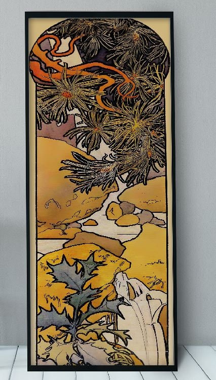 Mucha Print - Art Nouveau Nature- Bohemian Vintage - Print Large Artwork - Floral - Long Poster