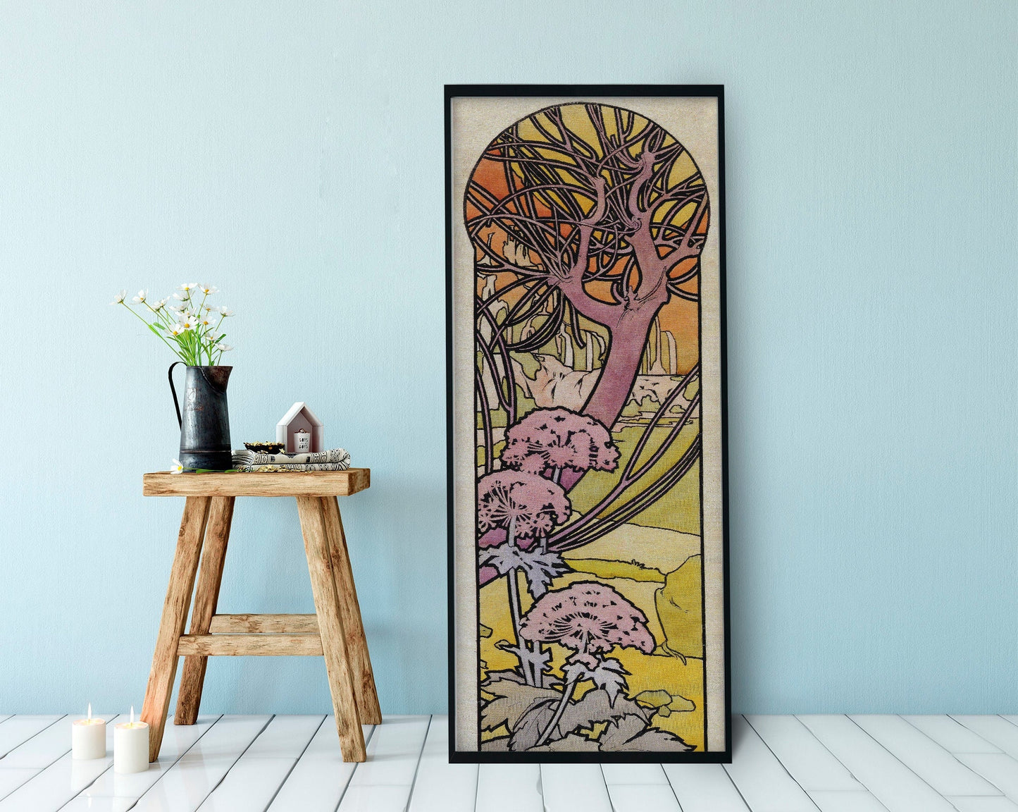 Mucha Print - Art Nouveau Nature- Bohemian Vintage - Print Large Artwork - Floral - Long Poster