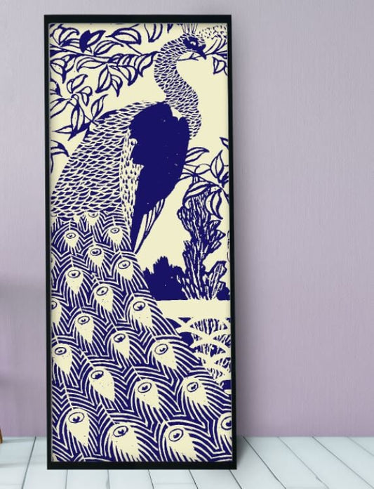 Peacock Print Poster Art Nouveau Large Blue Bird Artwork For Elegant Home Decor Wall Art by My Store