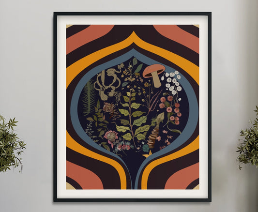 Botany Vintage Illustration - Psychedelic Botanical Print - Retro Floral