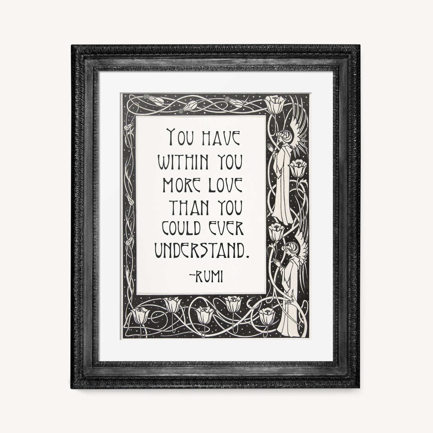 Rumi Poem Poster - Quote Bohemian Art - Print Poster With Design - Love Poem - Black and White