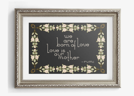 Rumi Poem Poster - Quote Bohemian Art - Print Poster With Design no frame - Love Poem