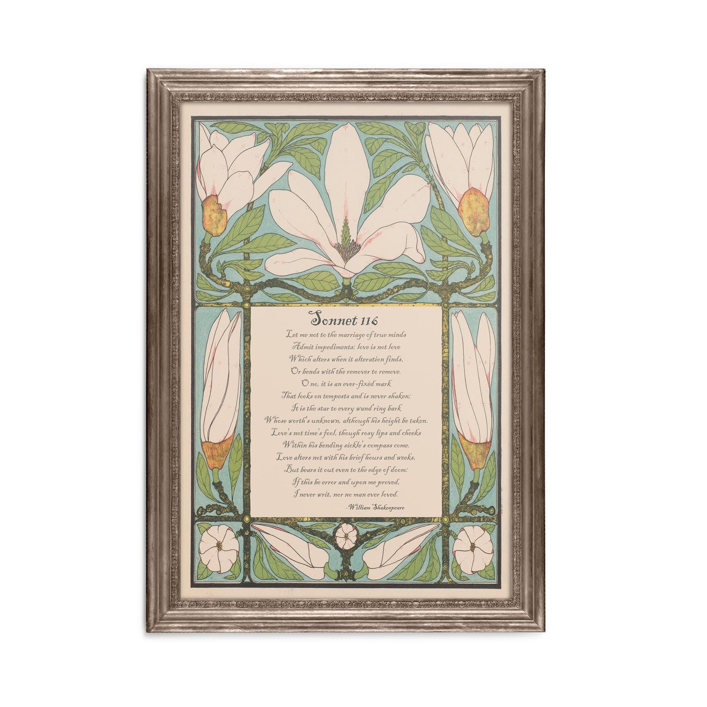 Shakespeare Poem - Sonnet 116 - Poetry Gift - Quote Bohemian Art - Poem Print - Poem - Green and Beige - Customizable