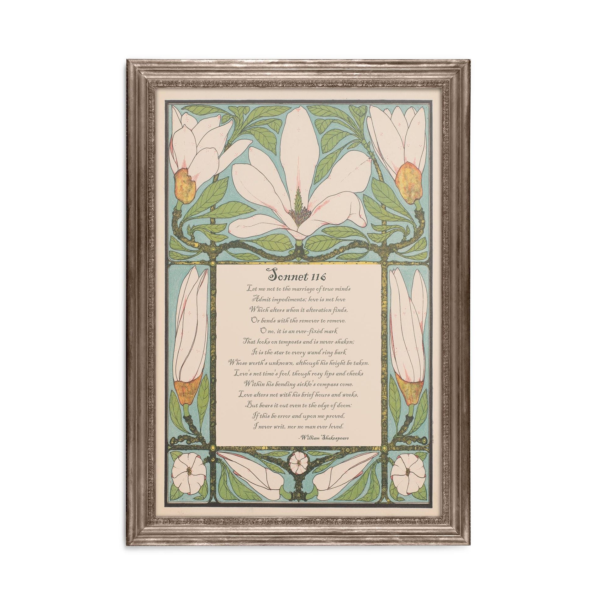 Shakespeare Poem - Sonnet 116 - Poetry Gift - Quote Bohemian Art - Poem Print - Poem - Green and Beige - Customizable