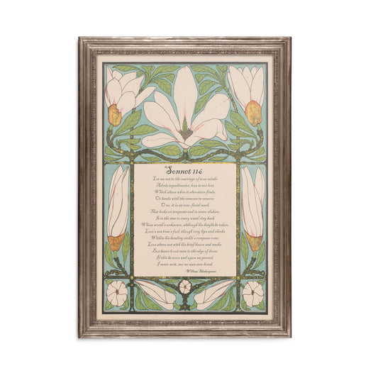 Shakespeare Poem - Sonnet 116 - Poetry Gift - Quote Bohemian Art - Poem Print - Poem - Green and Beige - Customizable