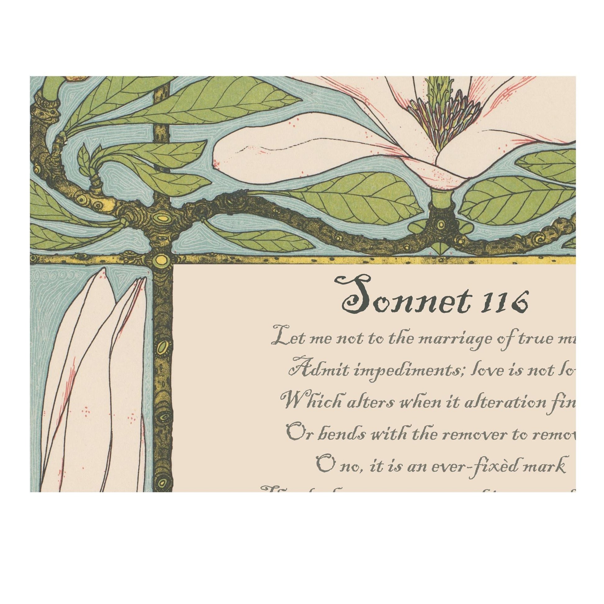 Shakespeare Poem - Sonnet 116 - Poetry Gift - Quote Bohemian Art - Poem Print - Poem - Green and Beige - Customizable