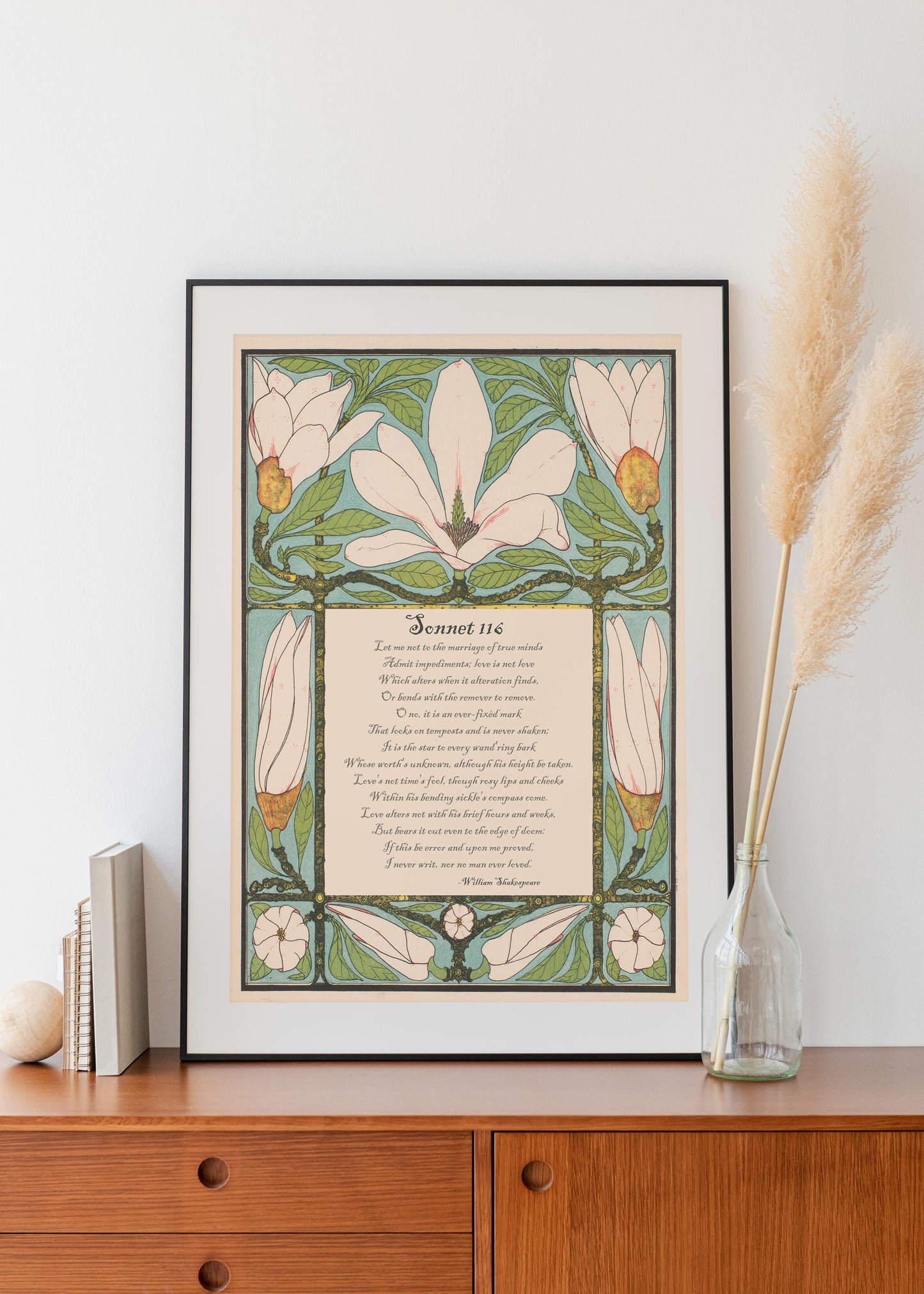 Shakespeare Poem - Sonnet 116 - Poetry Gift - Quote Bohemian Art - Poem Print - Poem - Green and Beige - Customizable
