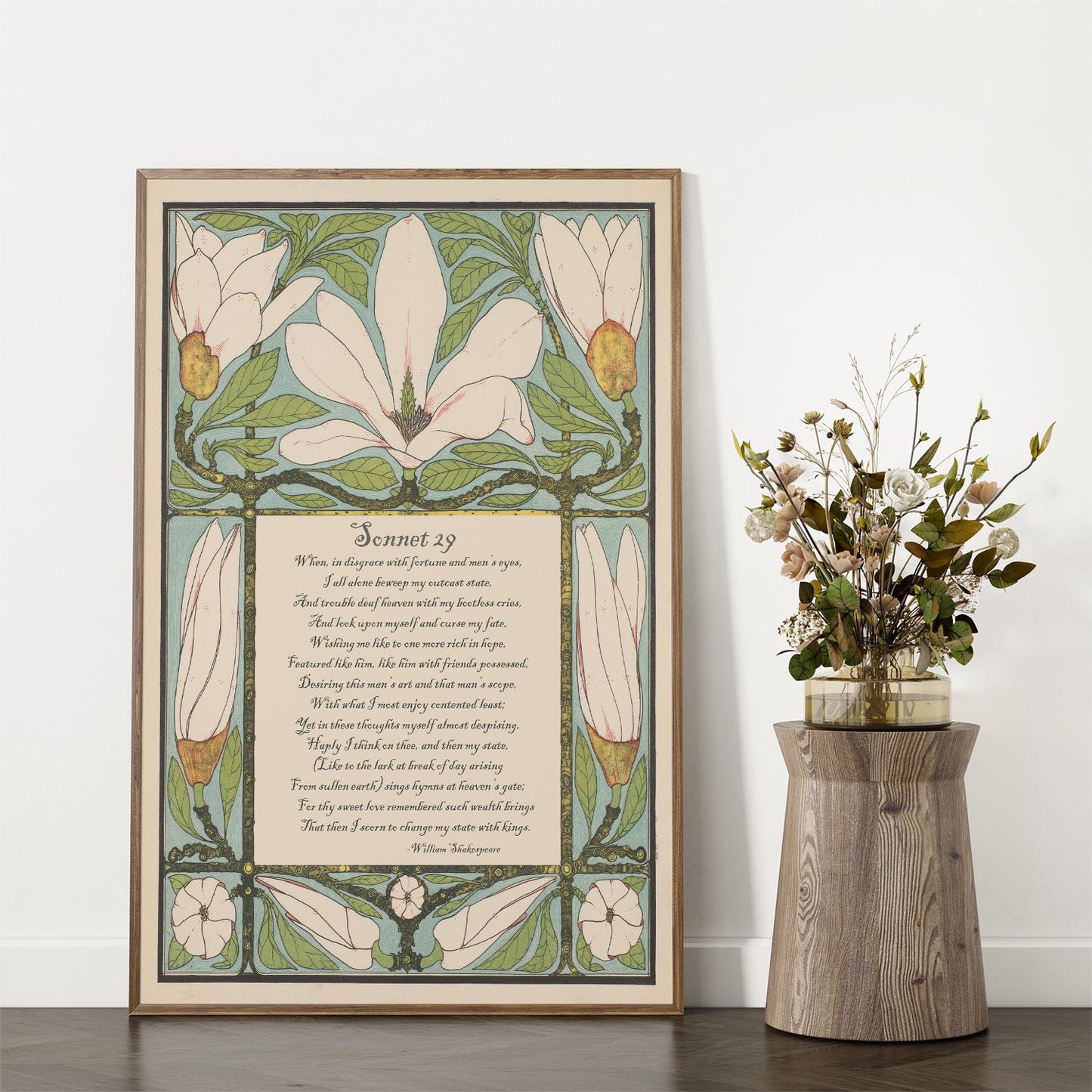 Shakespeare Poem - Sonnet 29 - Poetry Gift - Quote Bohemian Art - Poem Print - Poem - Green and Beige - Customizable