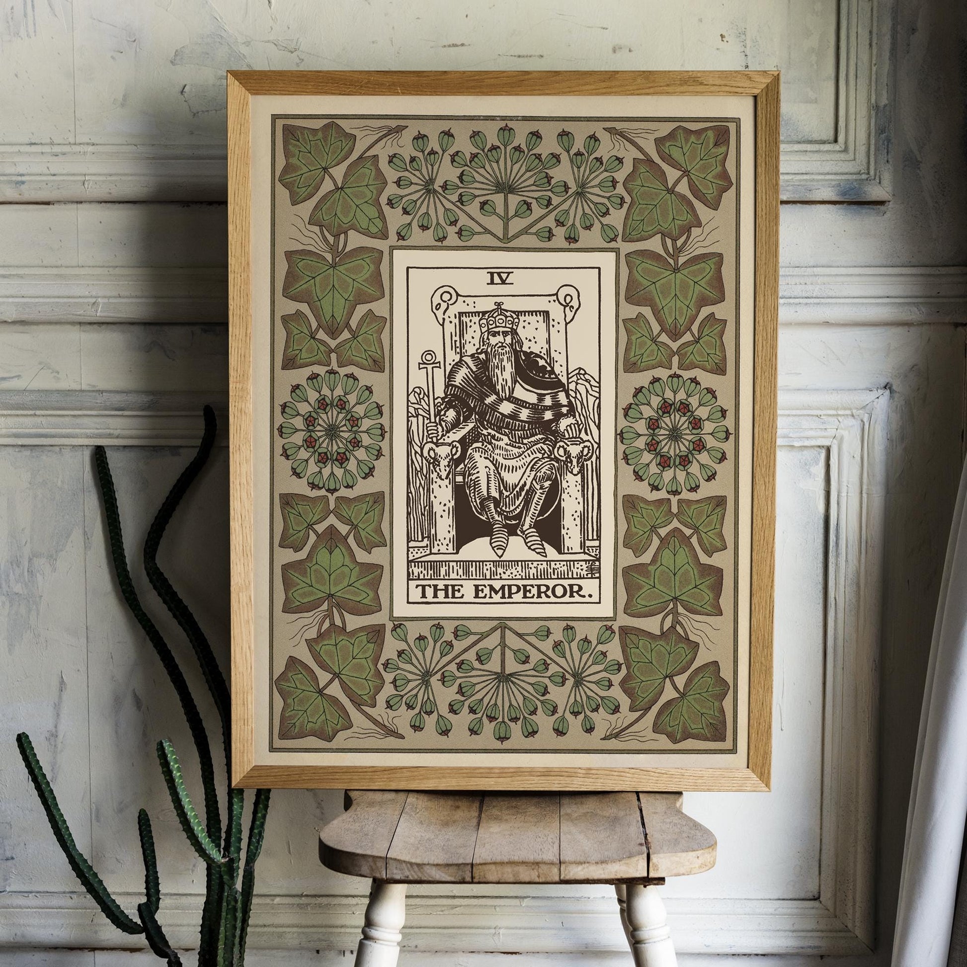 The Emperor Card Print - Floral Nouveau Tarot - Unique Tarot Print - Vintage Tarot Art