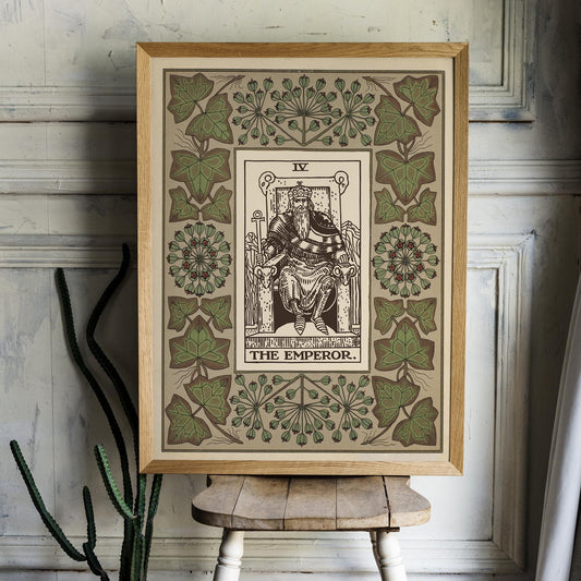 The Emperor Card Print - Floral Nouveau Tarot - Unique Tarot Print - Vintage Tarot Art