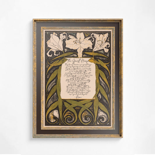 The Guest House - Rumi Poem Poster - Quote Bohemian Art - Print Poster With Design - Love Poem - Green and Beige - Customizable