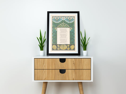 Tree Poem Bohemian Art Print Green Beige by My Store