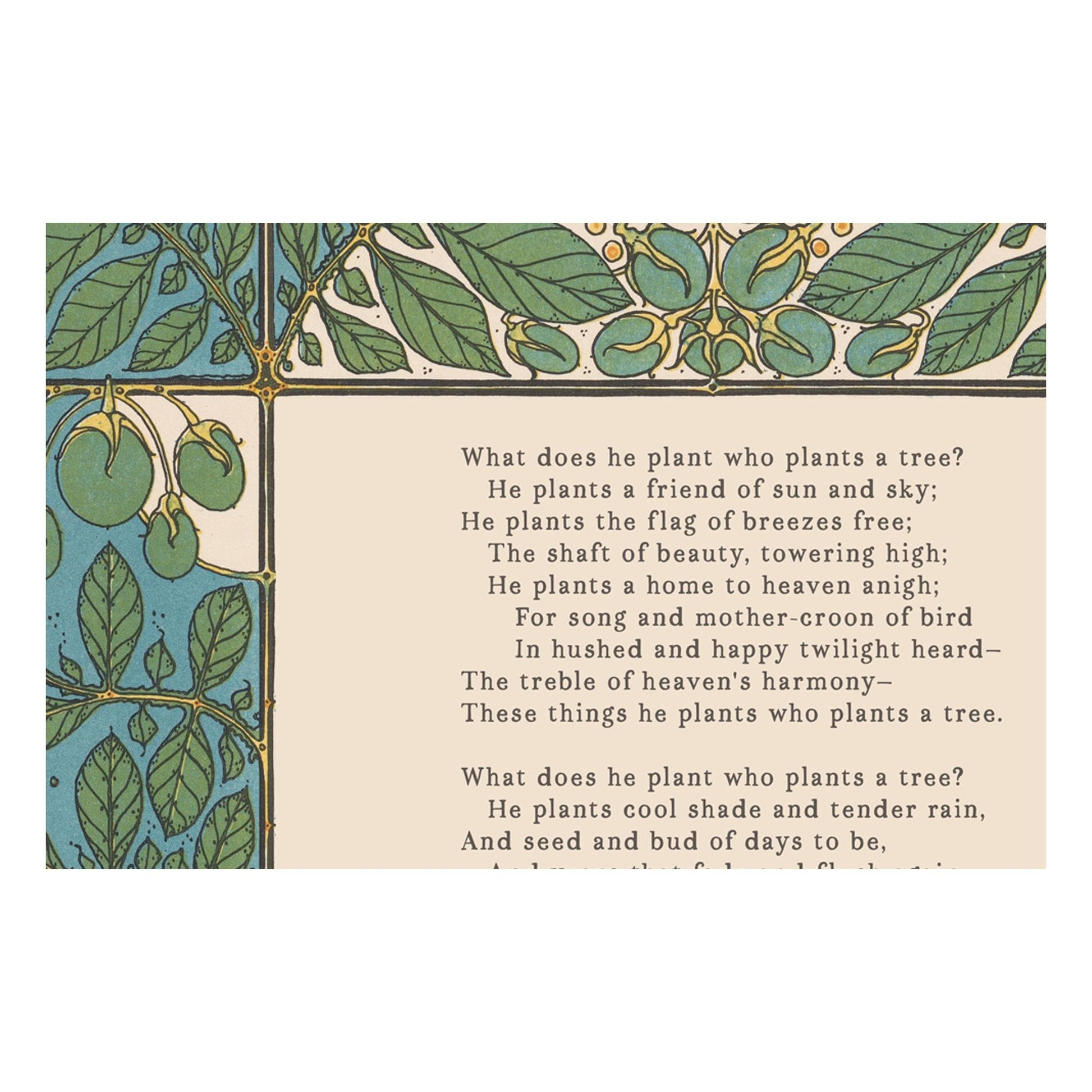 Tree Poem - Quote Bohemian Art - Poem Print - Green and Beige - "The Heart of the Tree" – Henry Cuyler Bunner