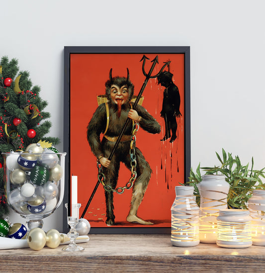 Christmas Print - Krampus Christmas Holiday Card Poster Print, No Frame