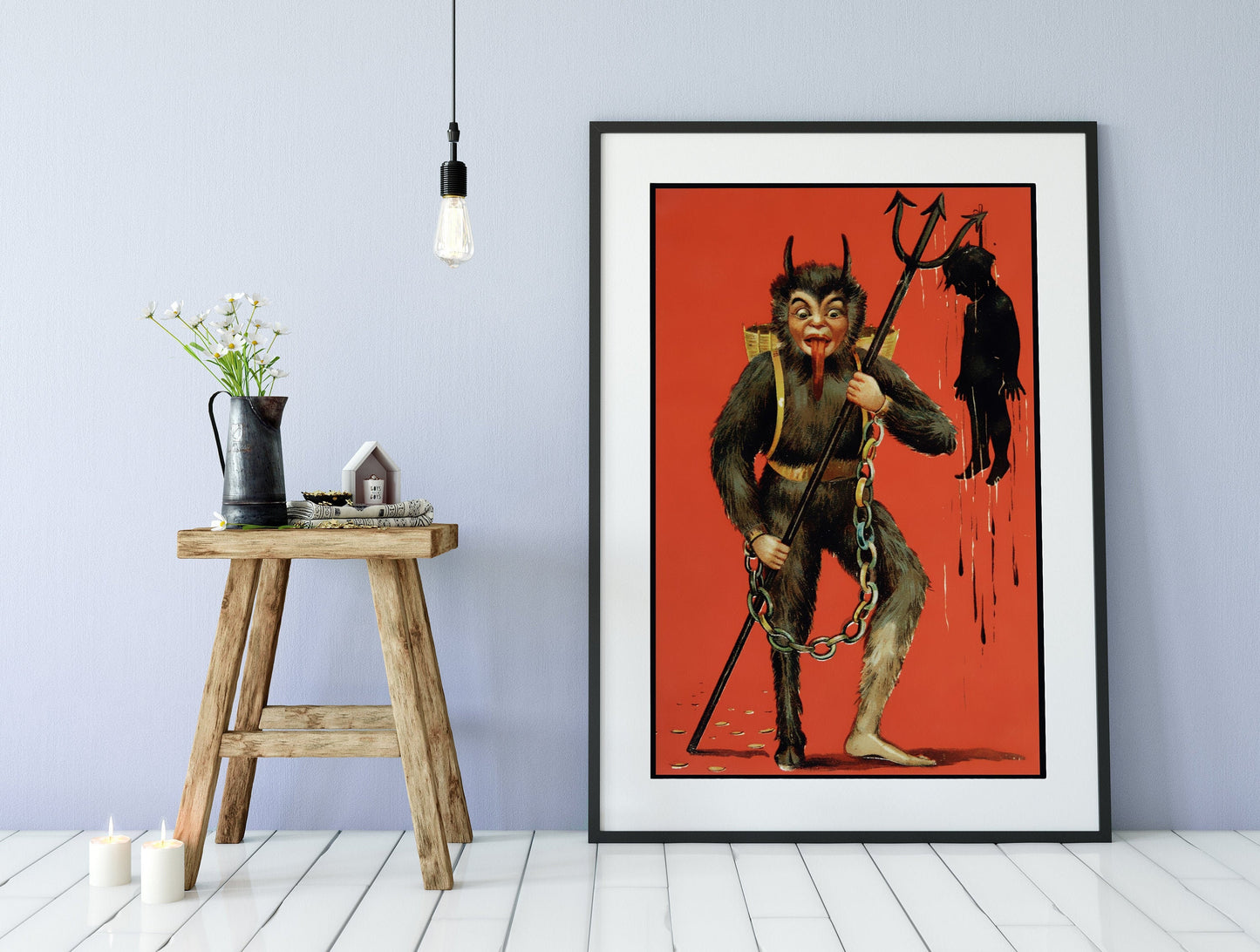 Christmas Print - Krampus Christmas Holiday Card Poster Print, No Frame